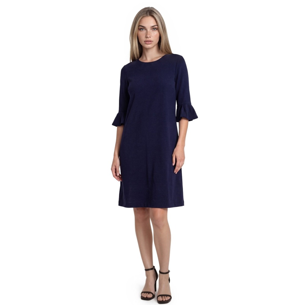 NWT BCBGeneration Shift Dress Women's Size Small Deep Navy Blue 3/4 Bell Sleeve